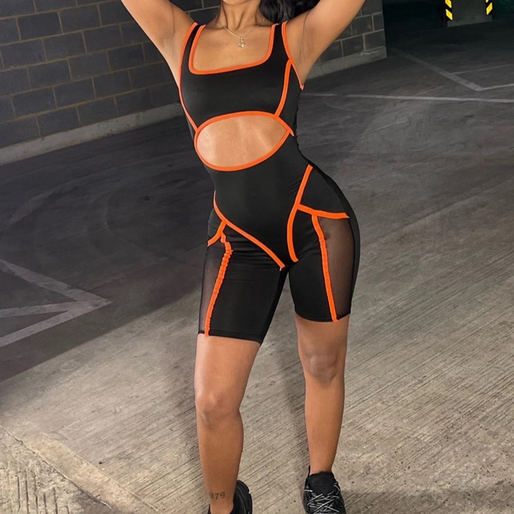 Black and orange romper